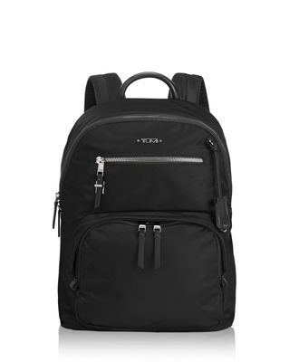 black backpack with silver zippers