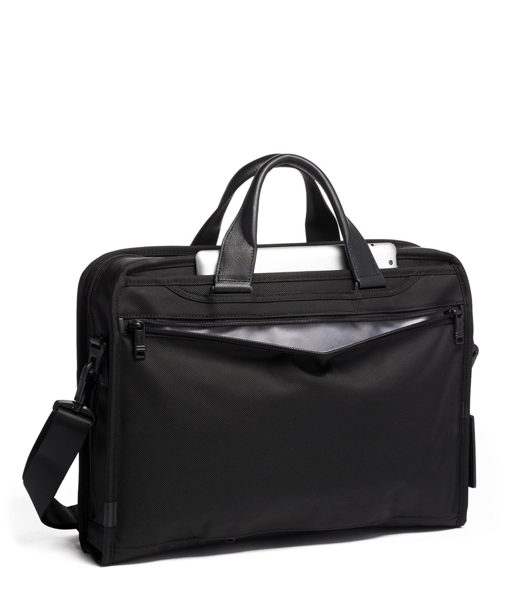 Atlantic Unisex Briefcase Laptop Bag Black Zipper Closure