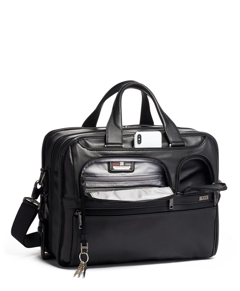 expandable organizer laptop brief leather