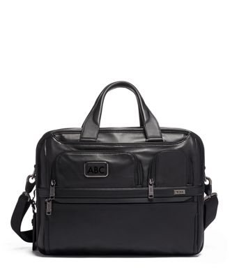 tumi black leather briefcase