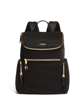 tumi black and gold backpack