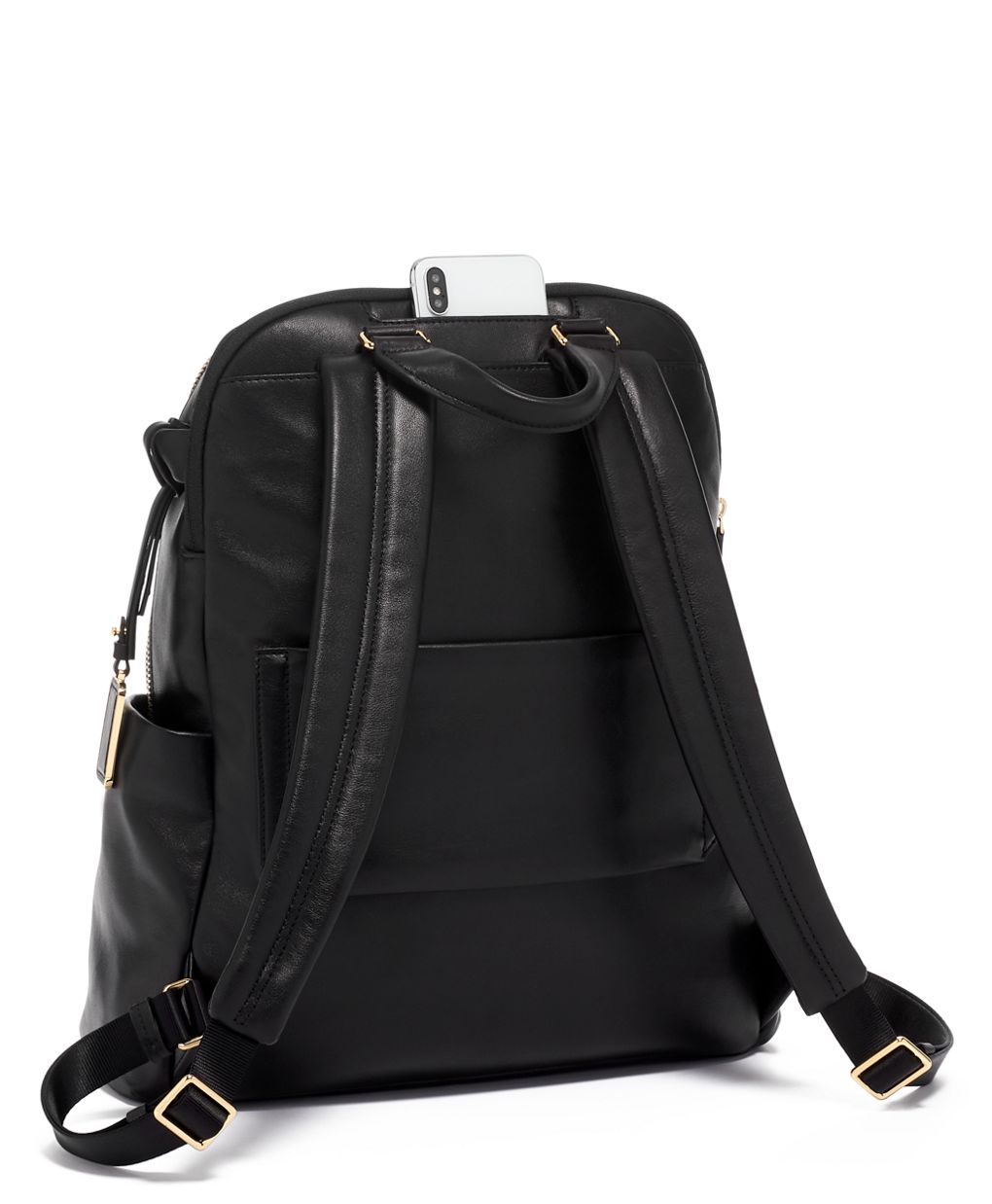 Tumi black leather clearance backpack