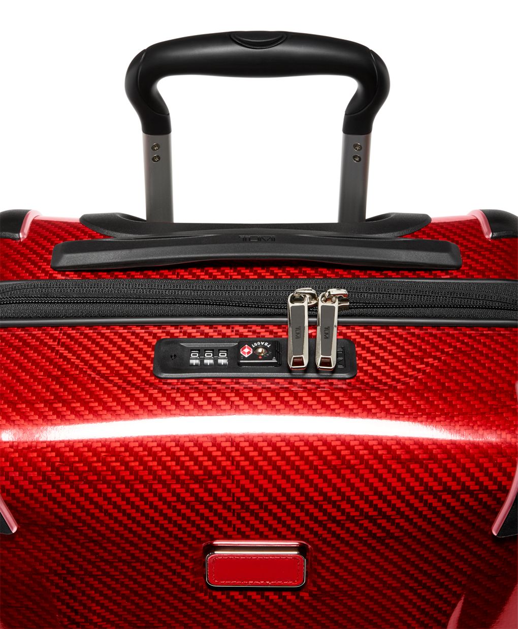 Tumi red store carry on