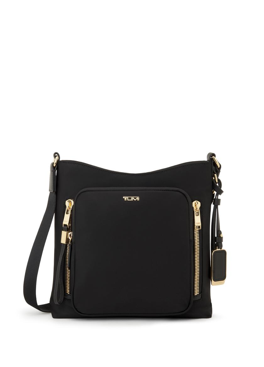 TUMI Voyageur Belle Micro Crossbody - Luxe Leather Crossbody for Women -  Purse Crossbody - Black Leather & Gold Hardware