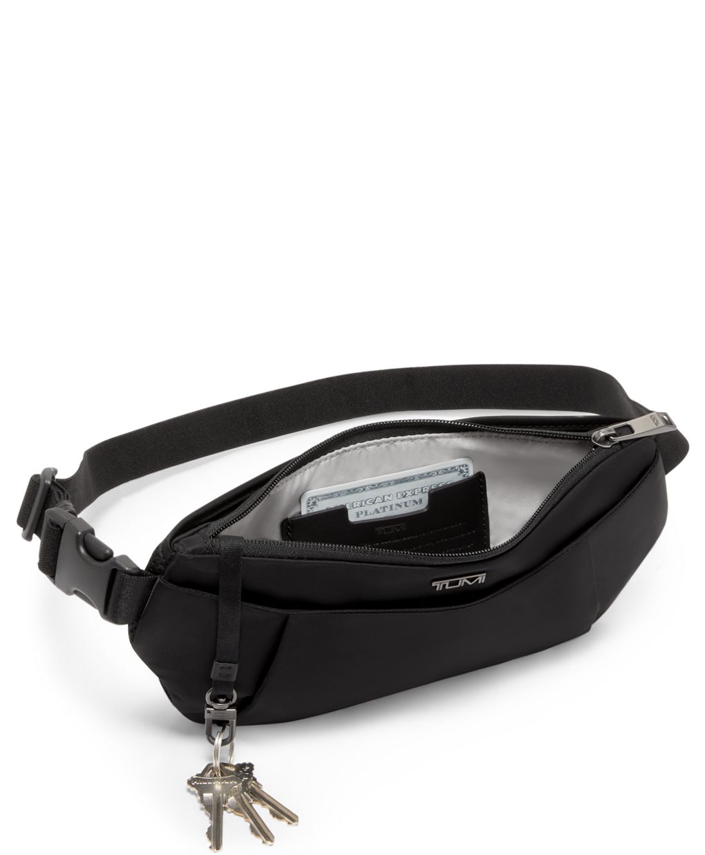 TUMI Meera Slim Waist Pack Fanny Pack Hip Bag Black and Gold