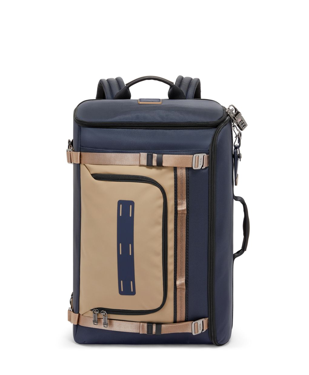 Recycled convertible tote backpack khaki blue