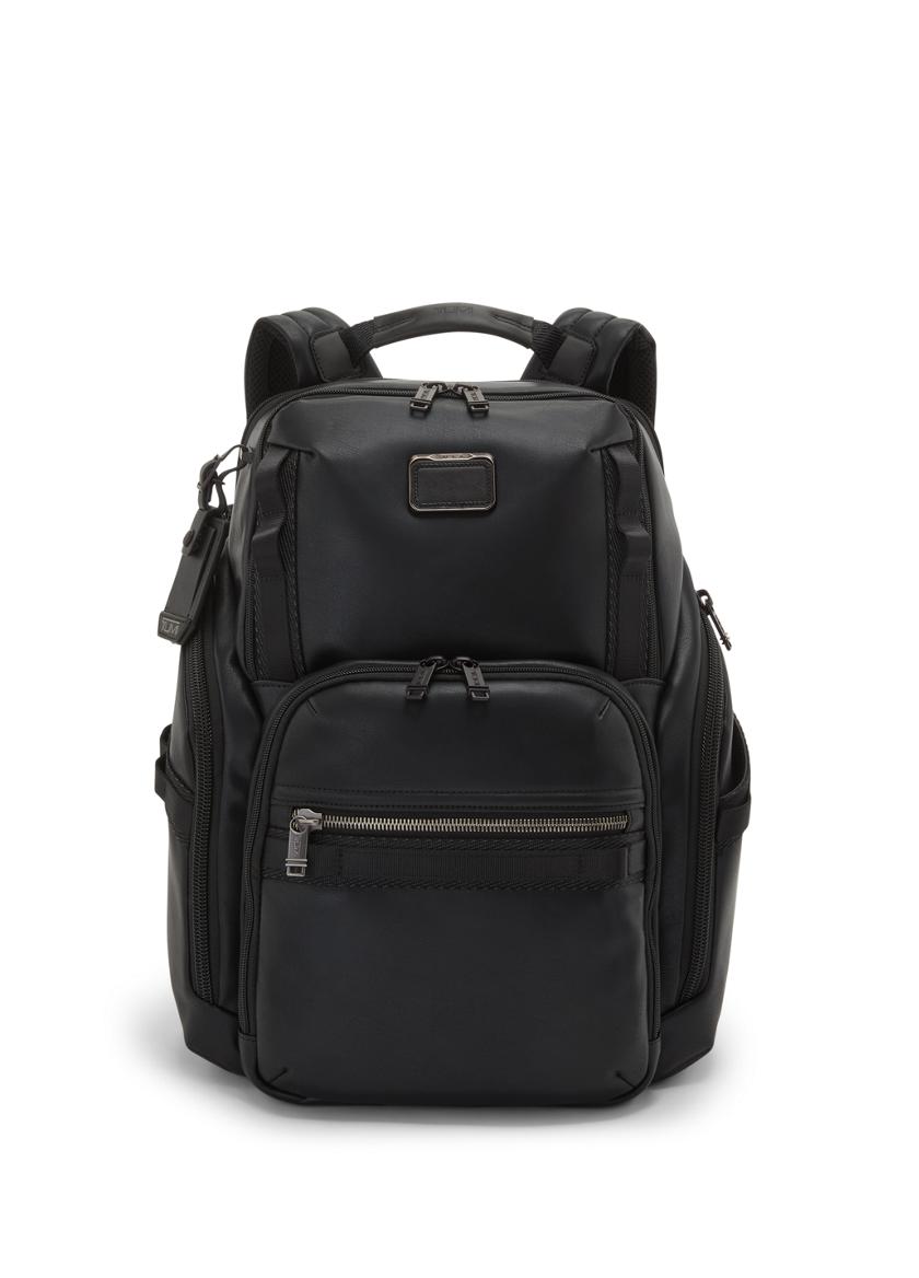 TUMI Dark Brown/Black Leather Alpha Bravo Knox Backpack TUMI The Luxury ...
