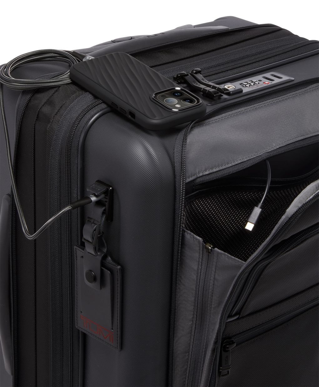 Tumi luggage outlet with charger