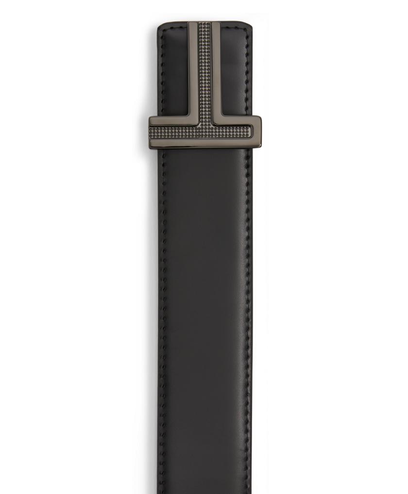 T Buckle Reversible Leather Belt 35mm