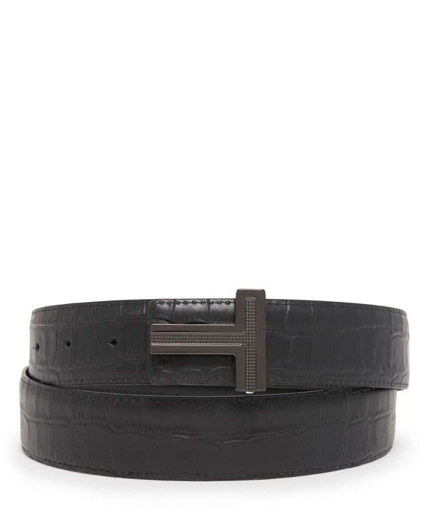 T Buckle Reversible Leather Belt 35mm