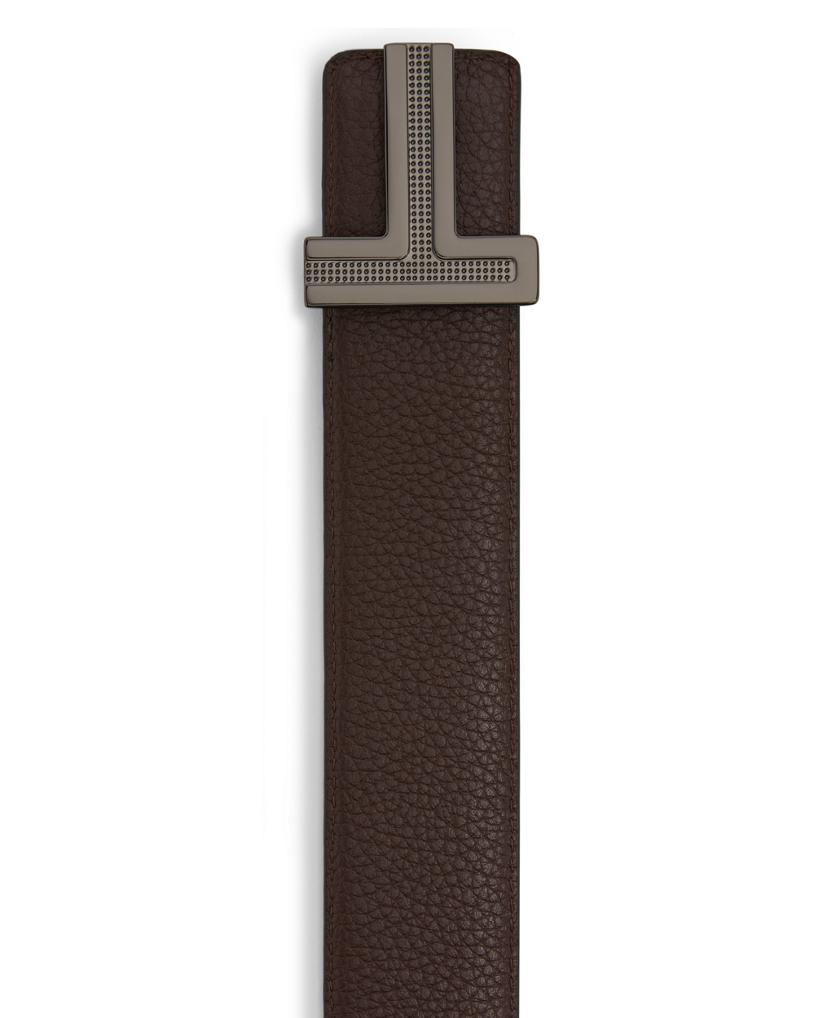 T Buckle Reversible Leather Belt 35mm