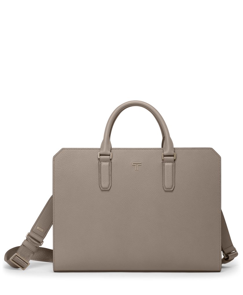 TUMI Brooks Slim Brief グレー / ビジネスバッグ Tumi Grey/Brown Denim and Leather Alpha Bravo Brooks Briefcase Bag