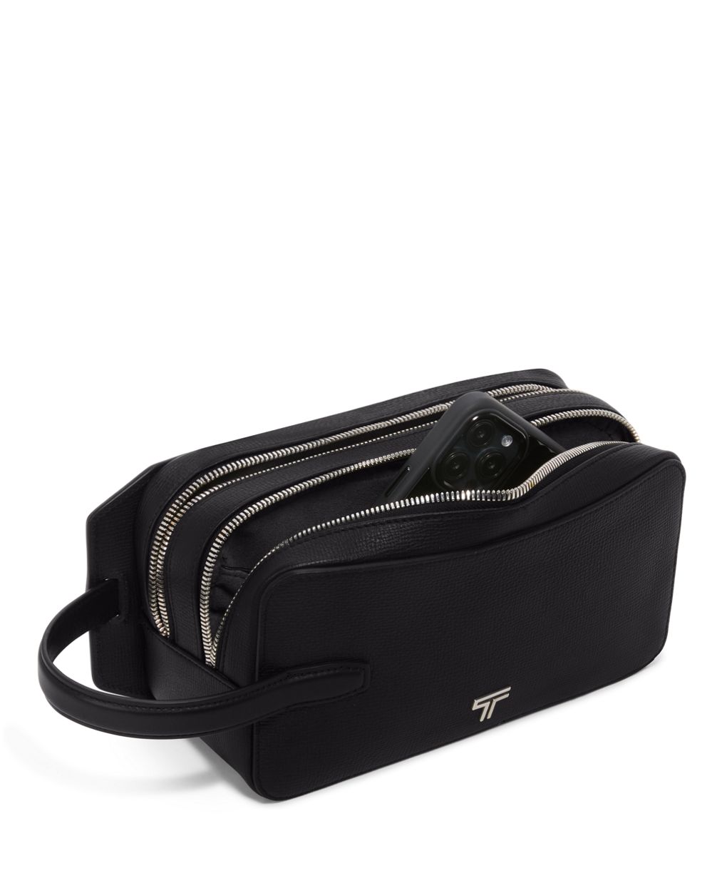 TUMI Black 2024 Leather Zip Clutch