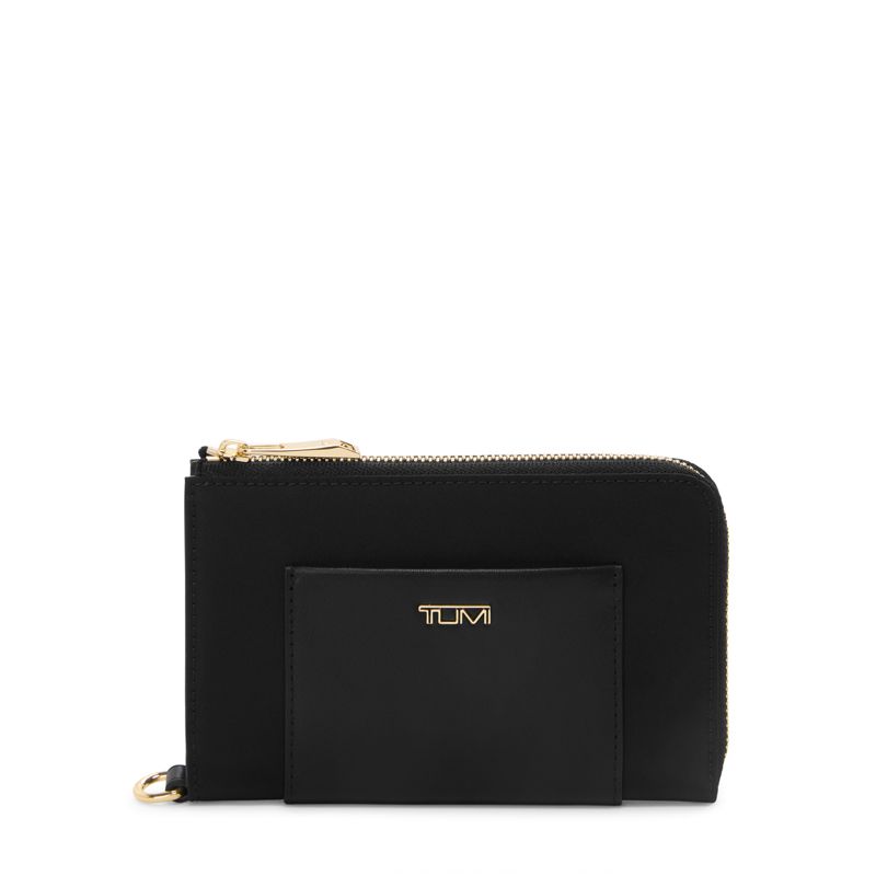 TUMI Voyageur Passport Case in Black/Gold