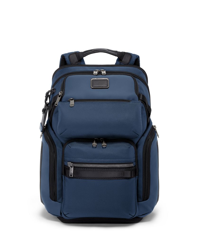 navy tumi backpack Alpha Bravo Navigation  ShopCGX two front zip pockets Blue Backpacks for Work, Travel,
